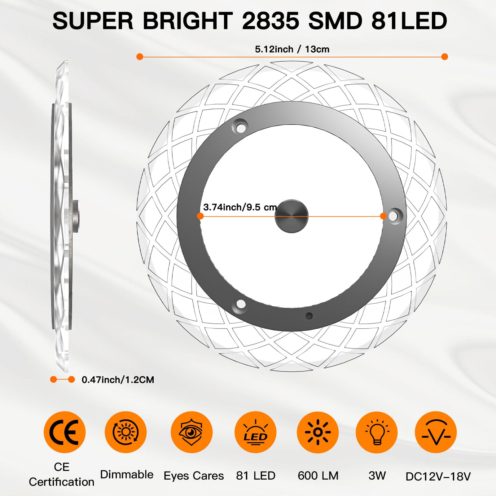 Kriogor 2PCS 12V Lumières Intérieure à LED Lampe Eclairage, 8 Feux Latéraux Multicolores, Plafonnier LED RV 81 LEDs Avec Interrupteur, 600LM Réglable RV De Toit De Lampes Pour Camping-Car, Bateau