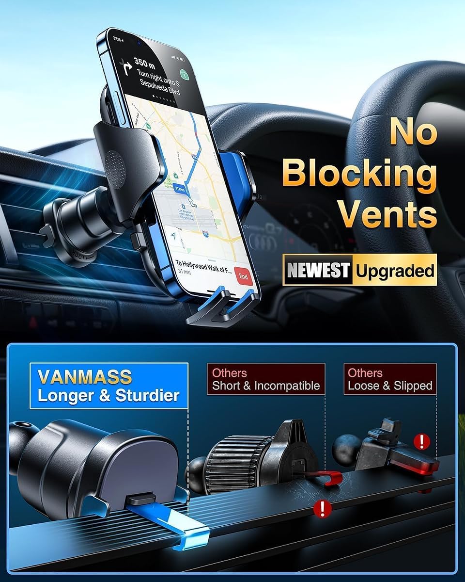 VANMASS 2026 BEST Car Phone Holder [Strongest & Stablest & Durablest]Military-Grade Suction Mobile Mount for Dashboard Windscreen Vent,Van Stand Cradle for iPhone 17 Pro Max 16 15 14 13 12 Samsung S26 — view 7