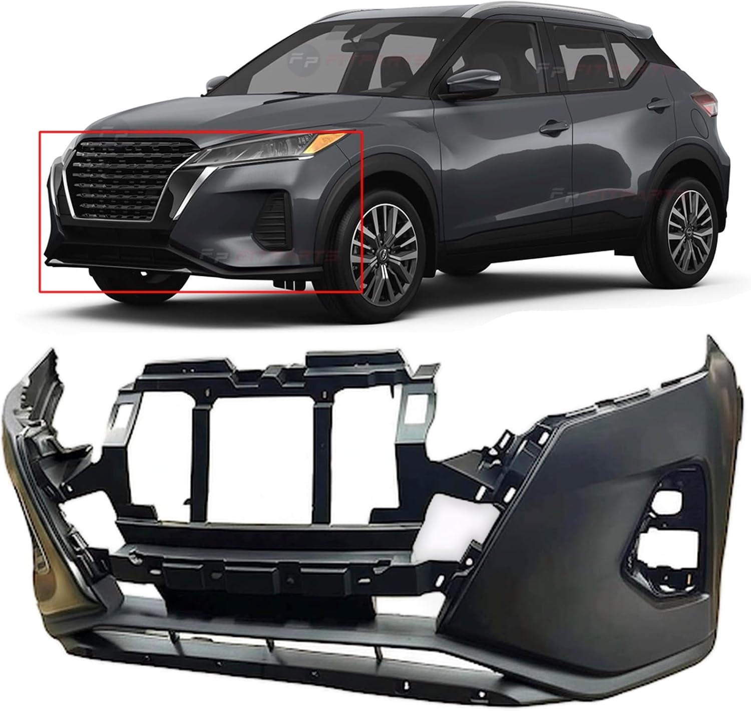 FitParts Compatible With Front Bumper Cover Nissan Kicks 2021-2023 Primed 620225R00J NI1000338