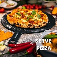Vista 3 de Babadoh Tablas redondas de fibra de madera para servir pizza Juego de dos tablas de 12 pulgadas Bandeja de embutidos Tabla de queso Plato