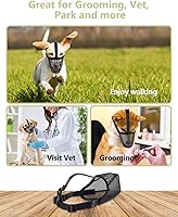 Vista 5 de Whongkidz - Bozal de malla para perros de tamaño extragrande, bozal de malla de aire con correas ajustables, protector bucal de perro de cobertura