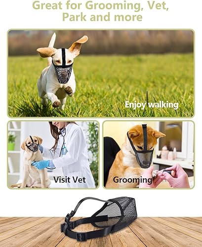 Miniatura 5 de Whongkidz - Bozal de malla para perros de tamaño extragrande, bozal de malla de aire con correas ajustables, protector bucal de perro de cobertura