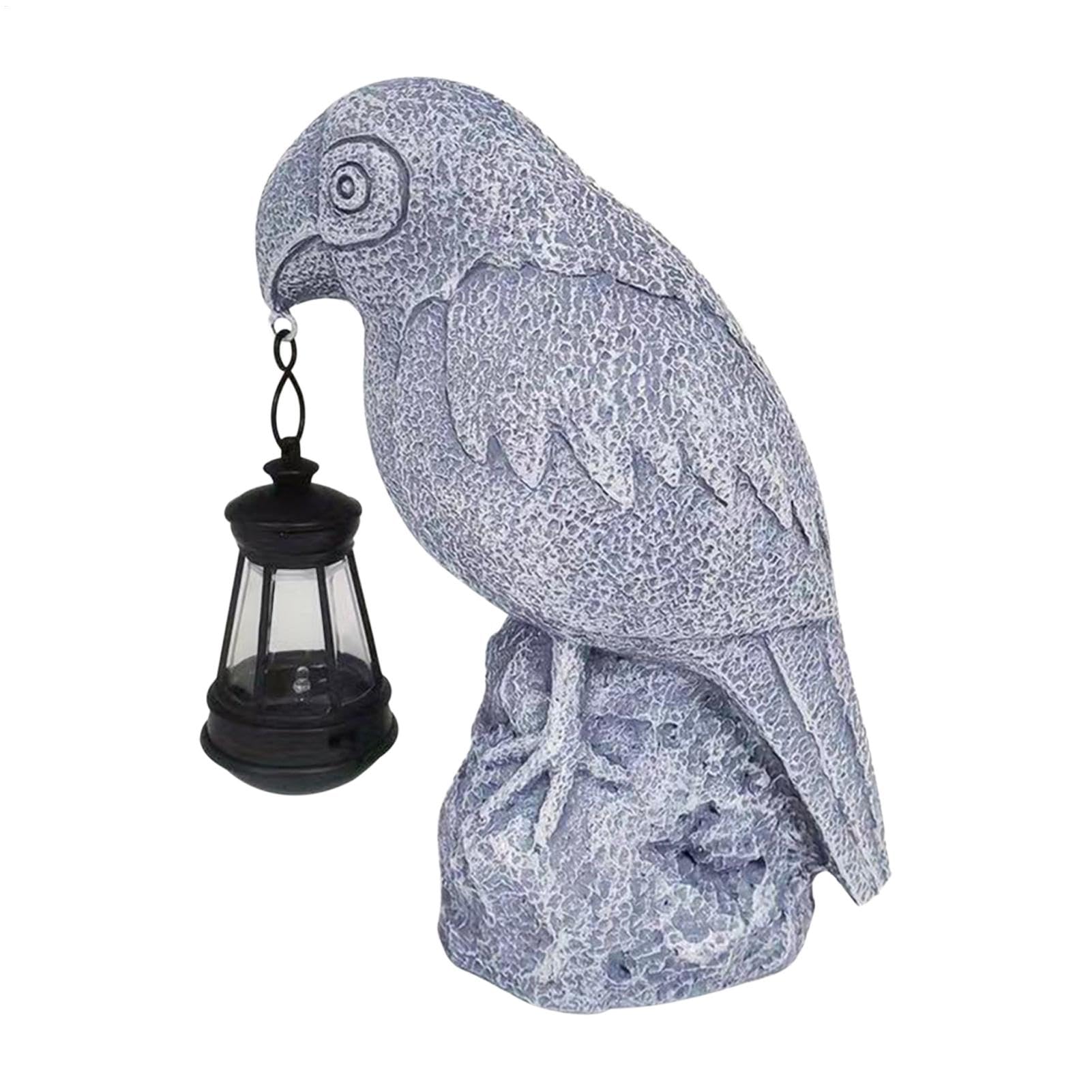 Estatua solar de loros para jardín exterior y decoración de terrazas con luces led decorativas