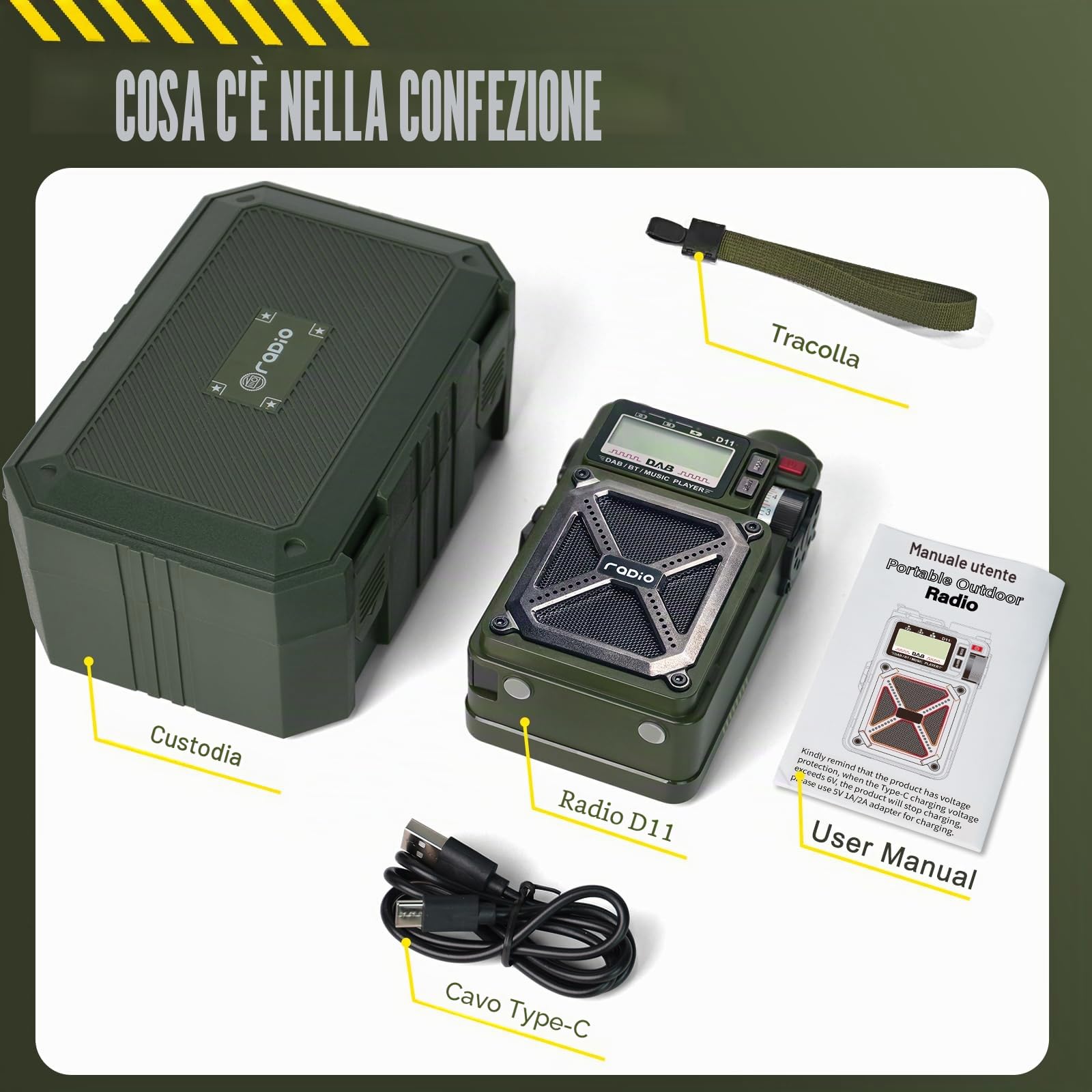 Radio portatile DAB/DAB+ e FM con Bluetooth 5.3, radio solare, radio a manovella ricaricabile con SOS, torcia, jack per auricolari, scheda SD, USB, 4000 mAh di emergenza Wind up Radio