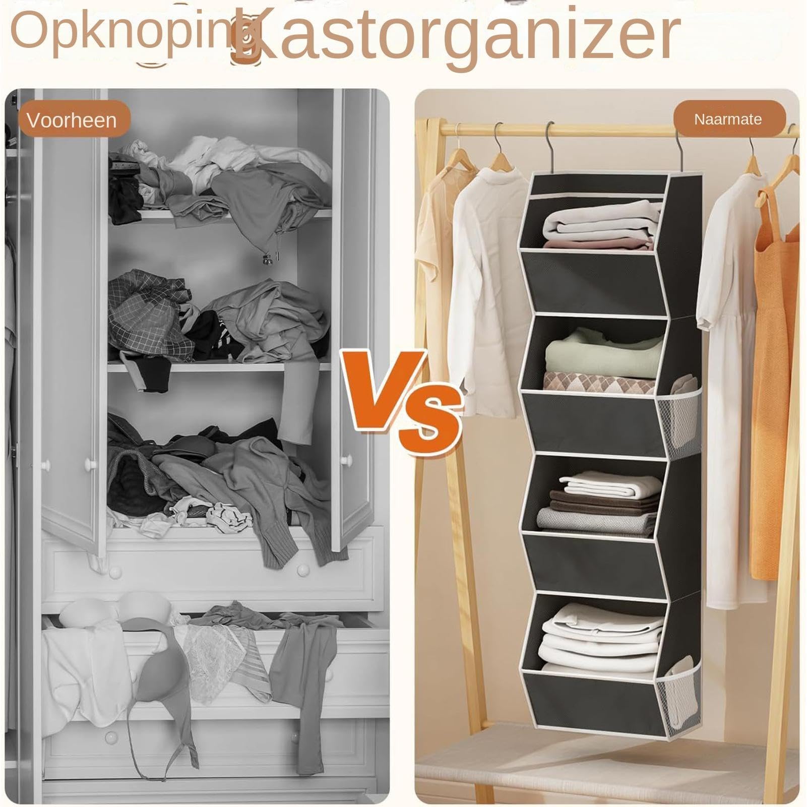 Organizador de armario Estante Plegable de 4 Niveles que Ahorra Espacio | Organizador de ropa y almacenaje para armario para Ropa, Zapatos, Bolsos, Toallas, Gorros y Telas, en Hogar y Dormitorio