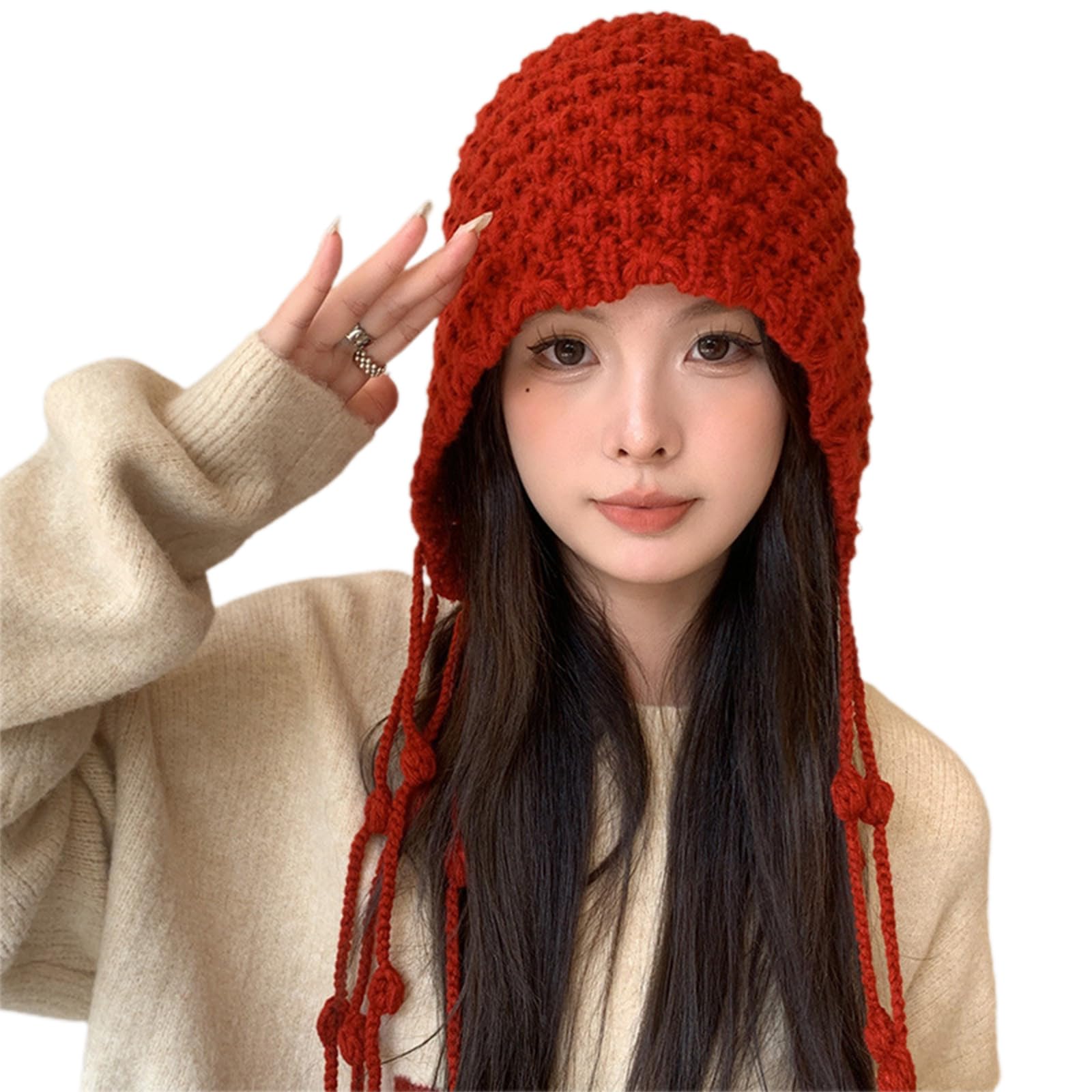 PTILSERY Womens Winter Peruvian Cover Ears Beanie Hat Ear 