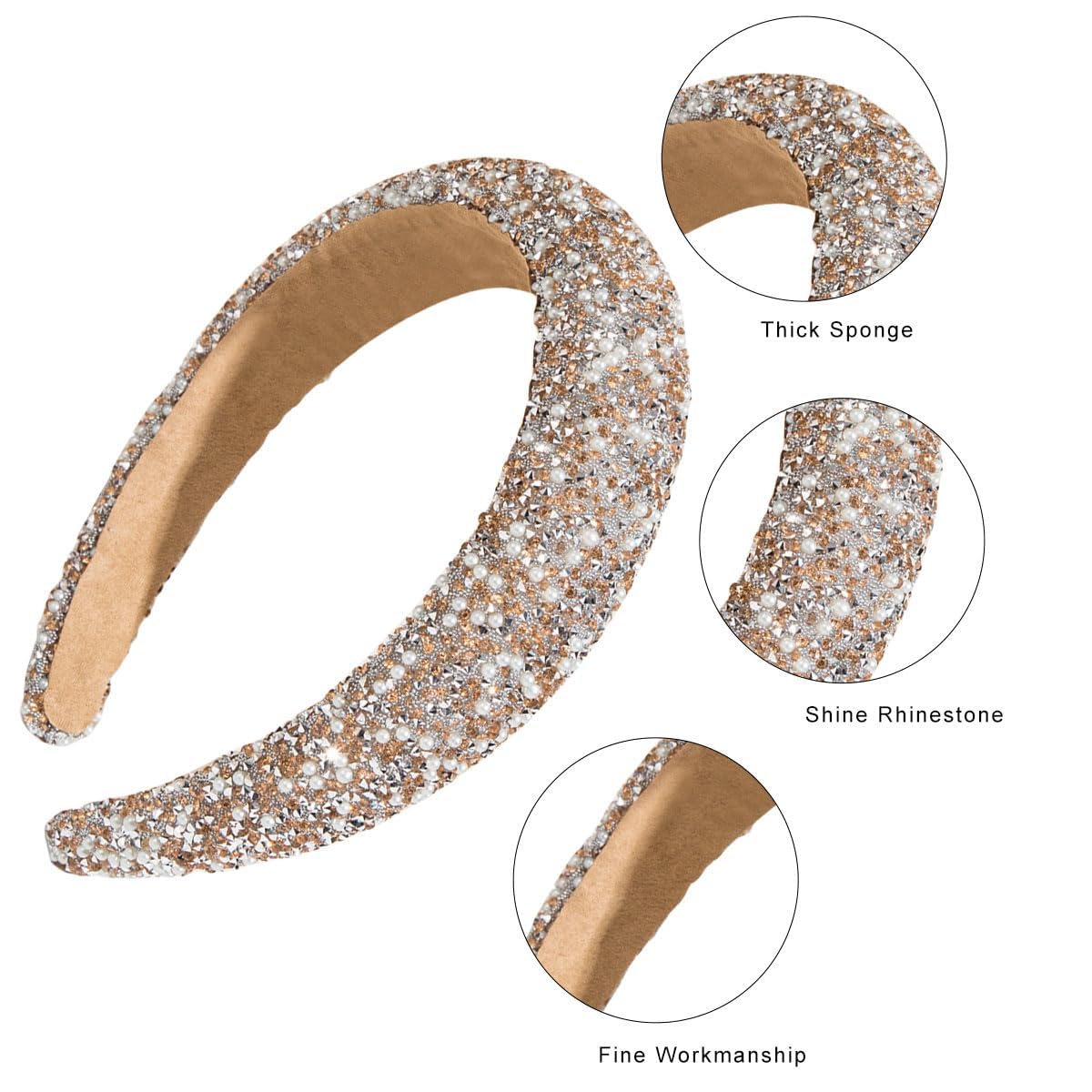 1 Pc Hoofdband Voor Vrouwen Strass Brede Haarband Antislip 1 Pc Hoofdband Voor Vrouwen Strass Brede Haarband Antislip