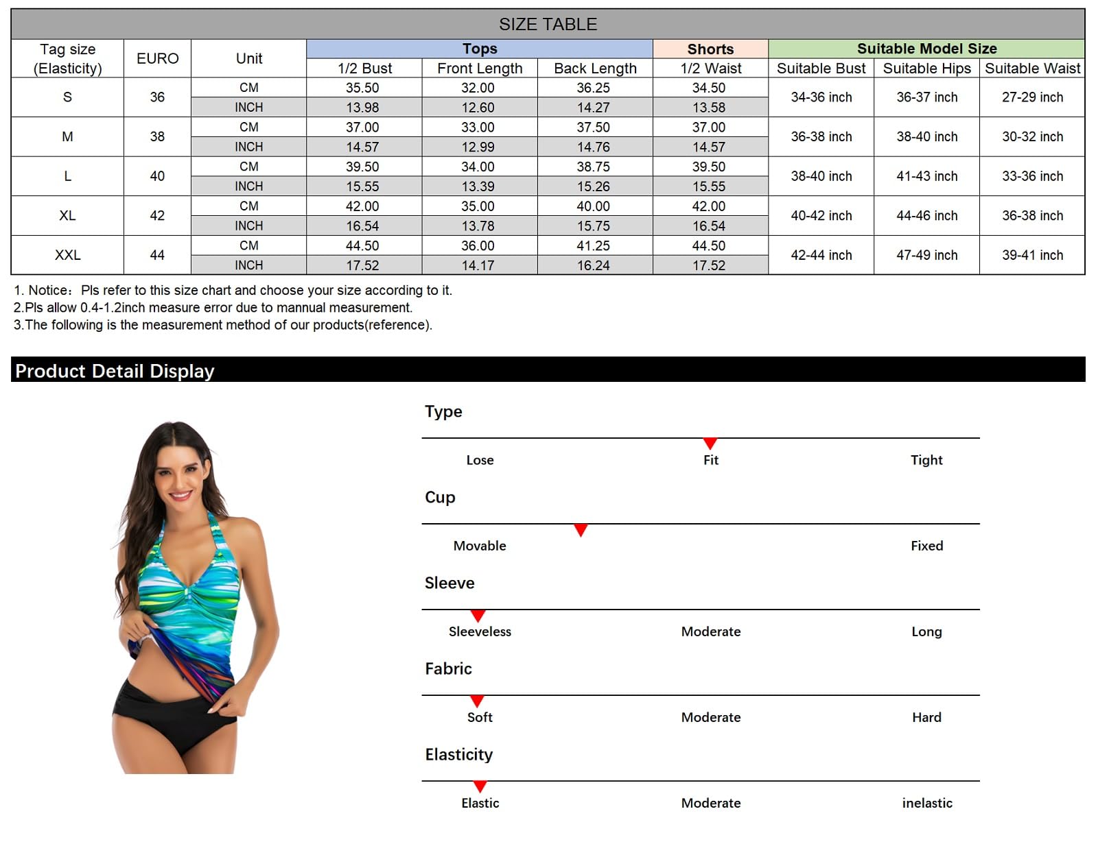 Set Tankini da Donna, Costume da Bagno con Ruches, Costume da Bagno a Due Pezzi con Imbottitura, Push Up con Spalline, Sportivo