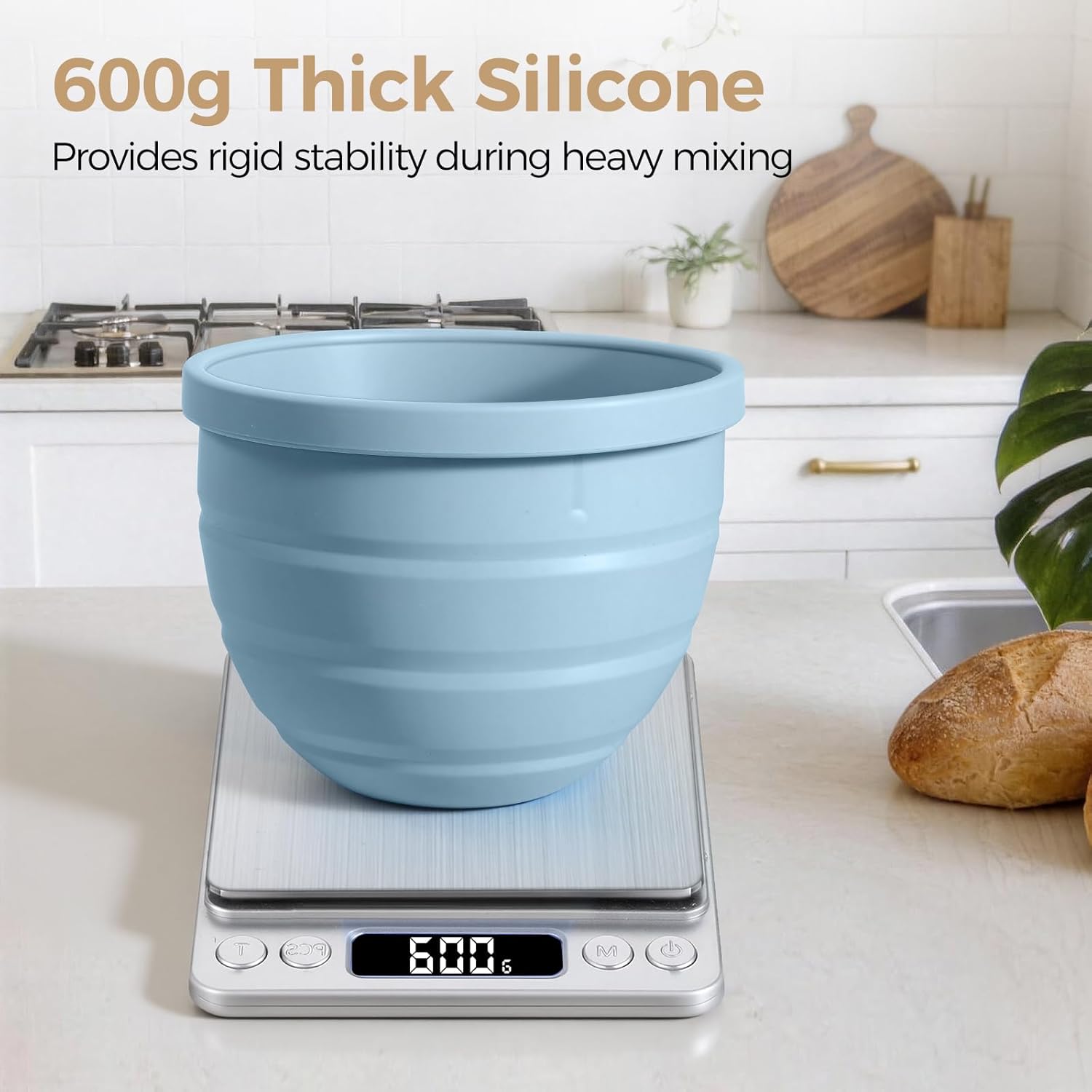 Collapsible Silicone Liners for KitchenAid Tilt-Head 5 Qt Mixers, 3-Pack Bowl Insert Aid Set with Lids, No More Mixer Bowls Needed for Easy Baking