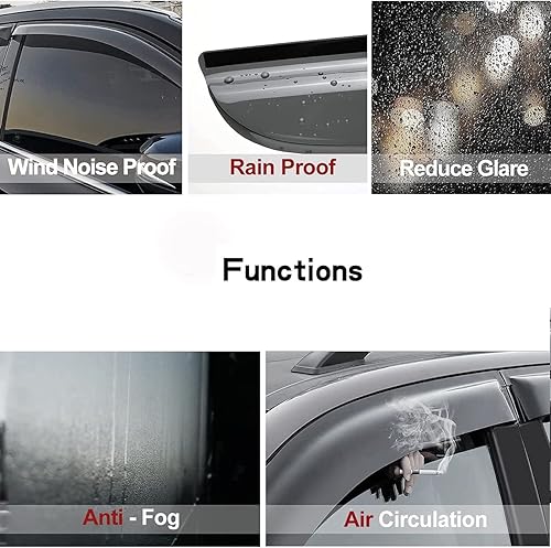 Miniatura 3 de Protectores de lluvia laterales originales, 4 piezas de deflectores de viento con cinta de canal, viseras para ventana para Mitsubishi Outlander