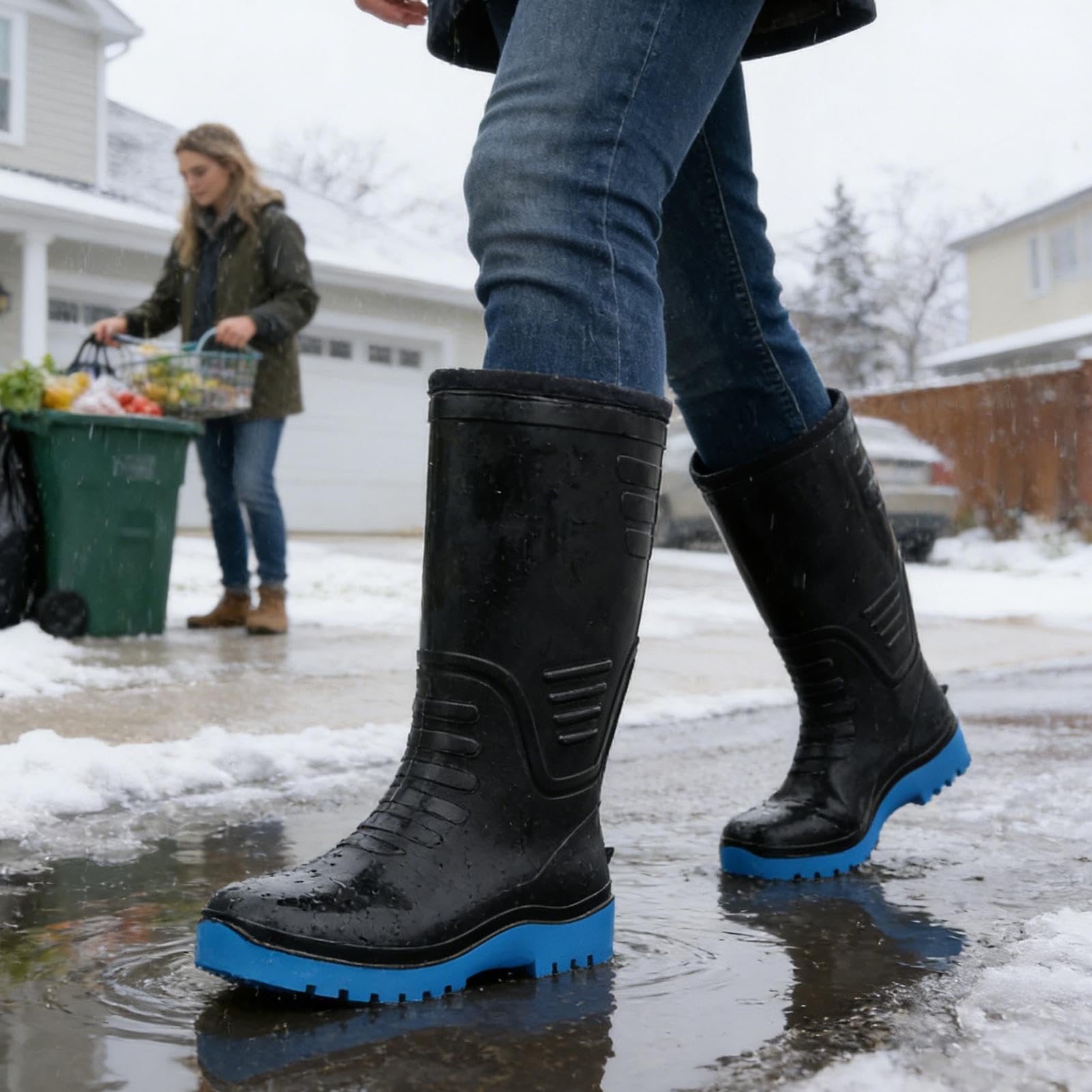 Wodoodporne buty przeciwdeszczowe, izolowane buty zimowe, śniegowce 30 cm, solidne gumowe buty do połowy łydki, obuwie outdoorowe, na zimną pogodę, wędrówki, rolnictwo, wędkowanie, prace ogrodowe