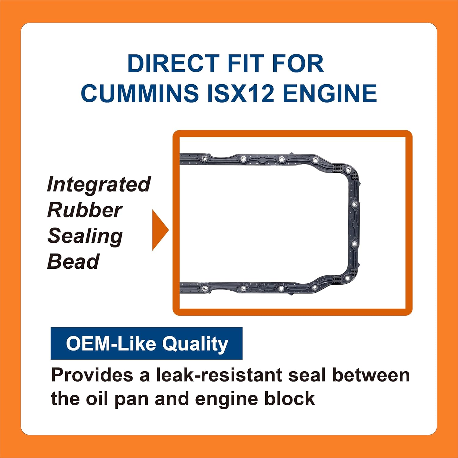 BTS-4975069 Oil Pan Gasket, Compatible with Cummins ISX12 Engine, Aftermarket Replacement for OEM 4975069, Junta de Cárter de Aceite
