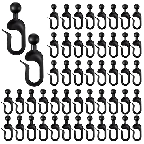 TIESOME 50Pcs Plastic Gazebo Curtain Hooks for Track, Mosquito Netting