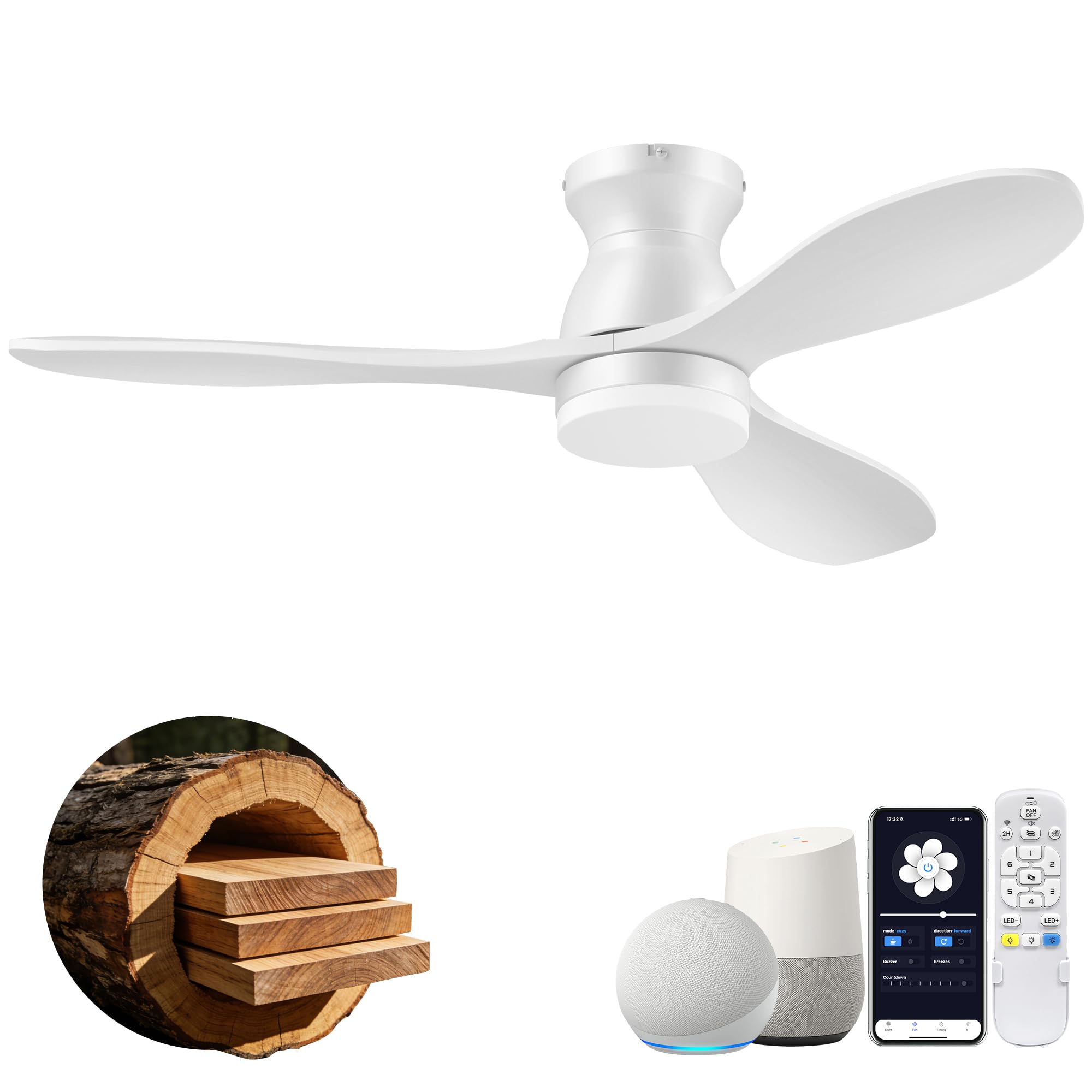 Photo 1 of Cumilo 42" Smart Flush Mount Ceiling Fan with Light