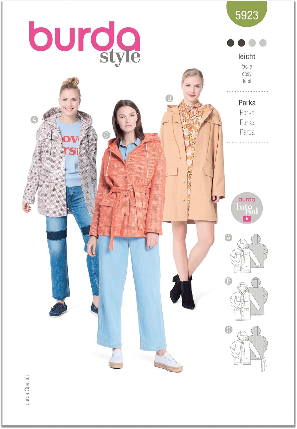 Burda Style X05923BURDA Misses' Hooded Parka Sewing Pattern Packet, Design Code B5923, Sizes 8-22 (34-48)