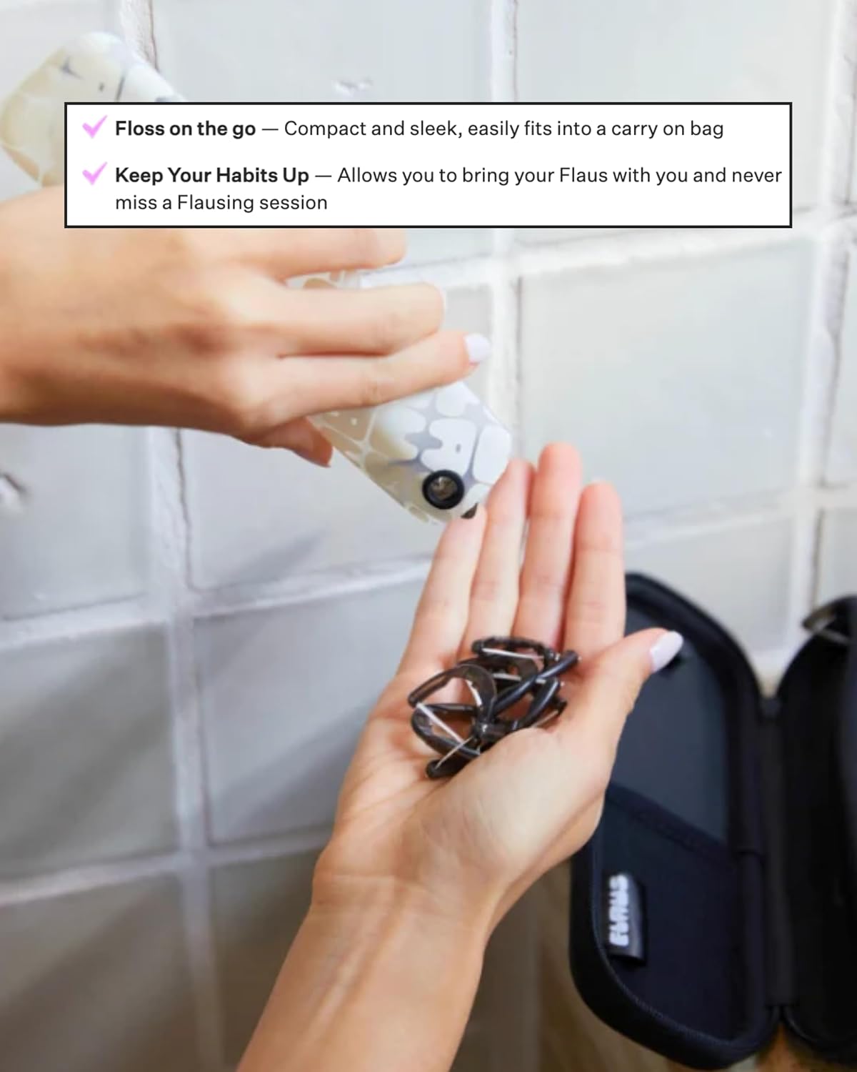 The Original Flaus Electric Flosser Travel Case (Black)