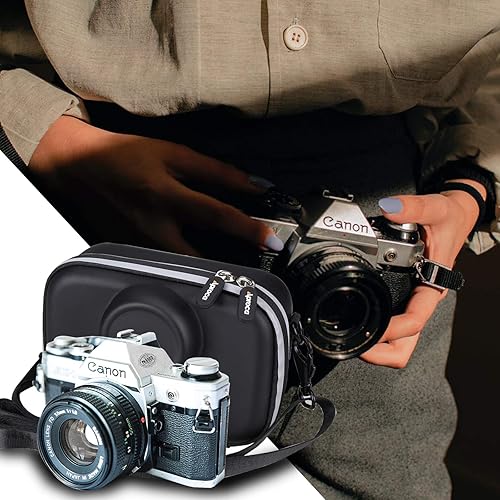 Miniatura 4 de Aproca Funda compatible con cámara SLR Canon AE-1 de 1.378 in, bolsa de almacenamiento duro portátil para accesorios (solo funda)