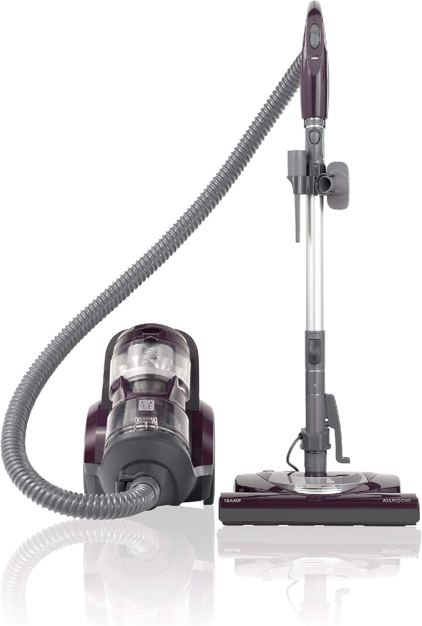 22614 Pet Friendly Lightweight Bagless Compact Canister Vacuum with Pet Powermate, HEPA, Extended Telescoping Wand, Retractable Cord and 2 Cleaning Tools-Purple