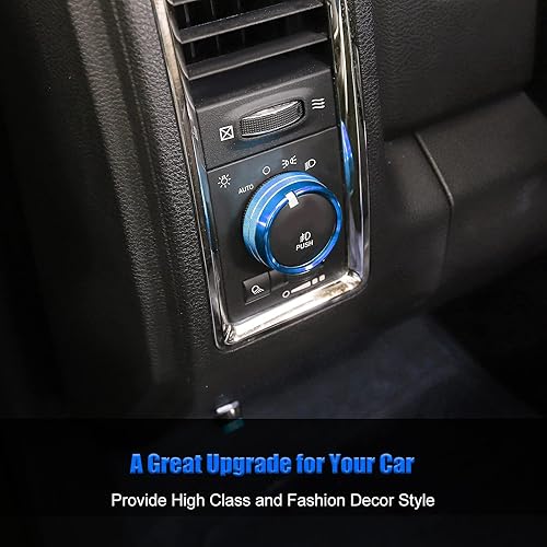Miniatura 7 de Voodonala Para Dodge RAM Aire Acondicionado Faro Interruptor CD Perilla Trim para Dodge RAM 2013-2017 Aluminio 5pcs Azul