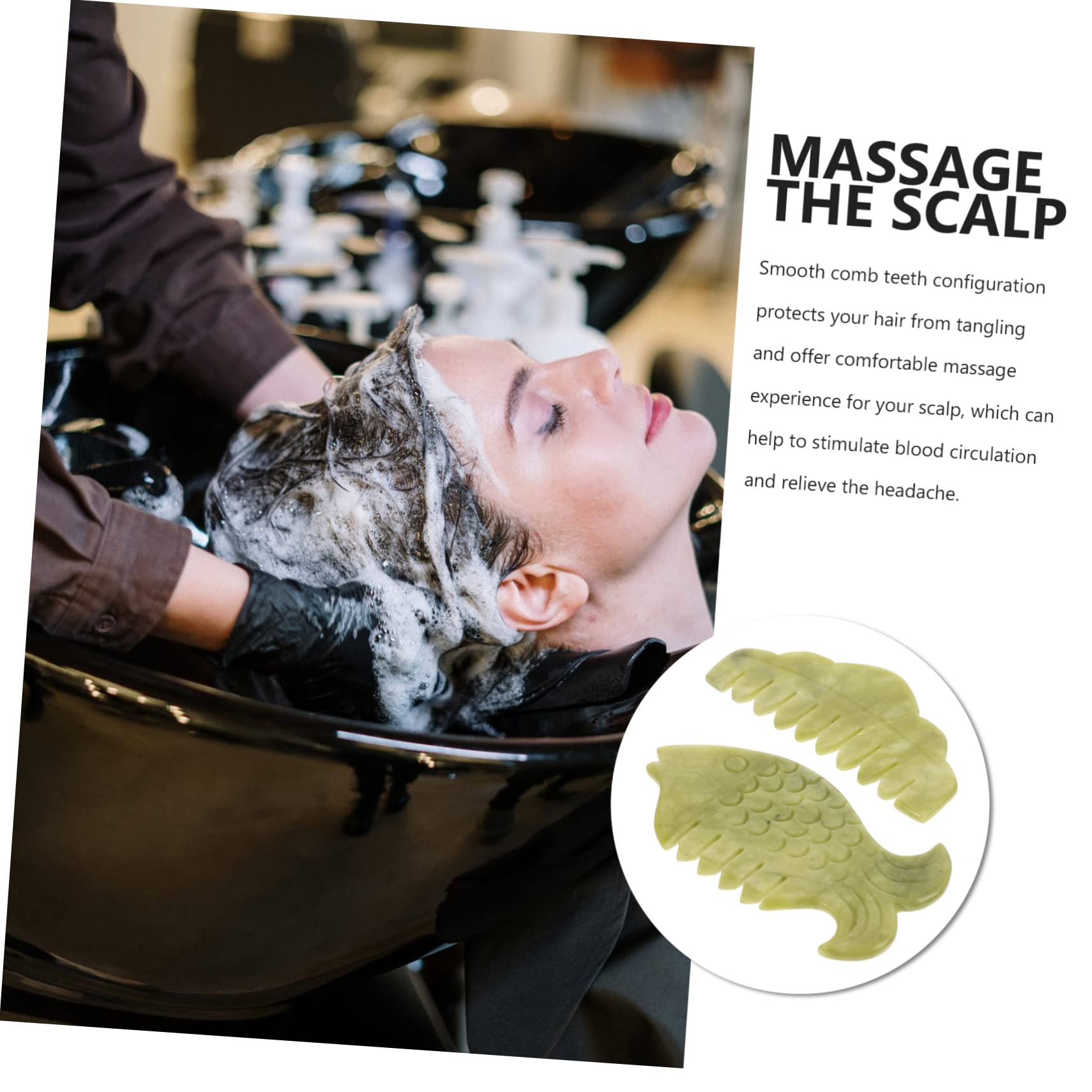 FRCOLOR 6stücke Jade Massagekämme Natürliche Gua Sha Combs Für Kopfhaut Und Ganzkörpermassage Fördert Die Durchblutung Und Entspannt Muskeln Leicht Und Tragbar