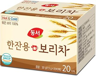 Korea Roasted Barley Tea, 1.5g x 20 bags (30g) Hot & Cold Single-Serving Tea Bags, for Dongsuh teabags