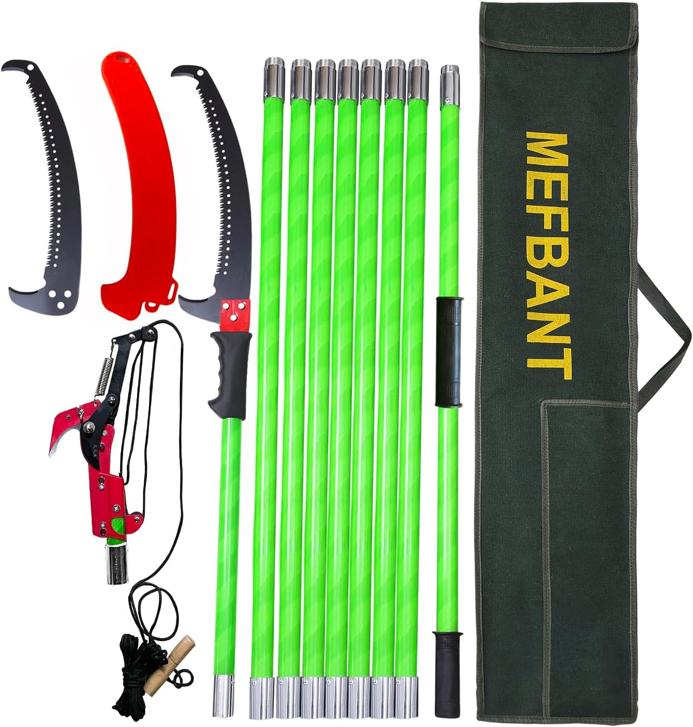 Pole Saw for Tree Trimming - 30 FT Extendable Tree Pruner, Long Handle Tree Trimmer, High Reach Branch Cutter, Heavy Duty Pole Pruning Saw, Tree Cutting Tool for Hard-to-Reach Branches 30 feet With scissors