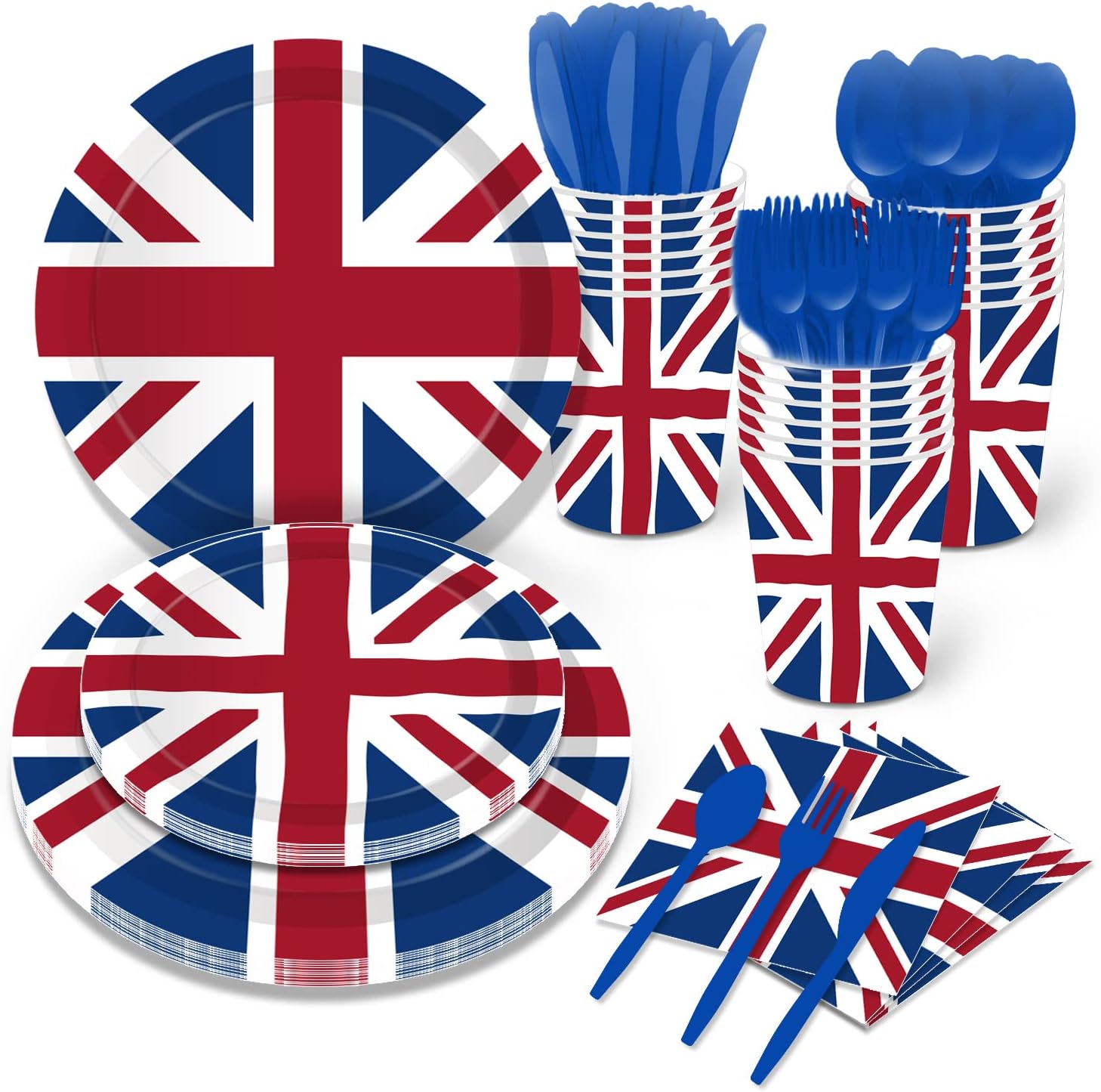 141 PCS British Flag Party Supplies Tableware Set Union