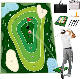 SJEhome Golf Chipping Game Mat, Battle Royale Golf Games Set for Adults Family, Indoor Outdoor Golf Practice Mat, Sticky Golf Mat Backyard Office Play Equipment Golf Games