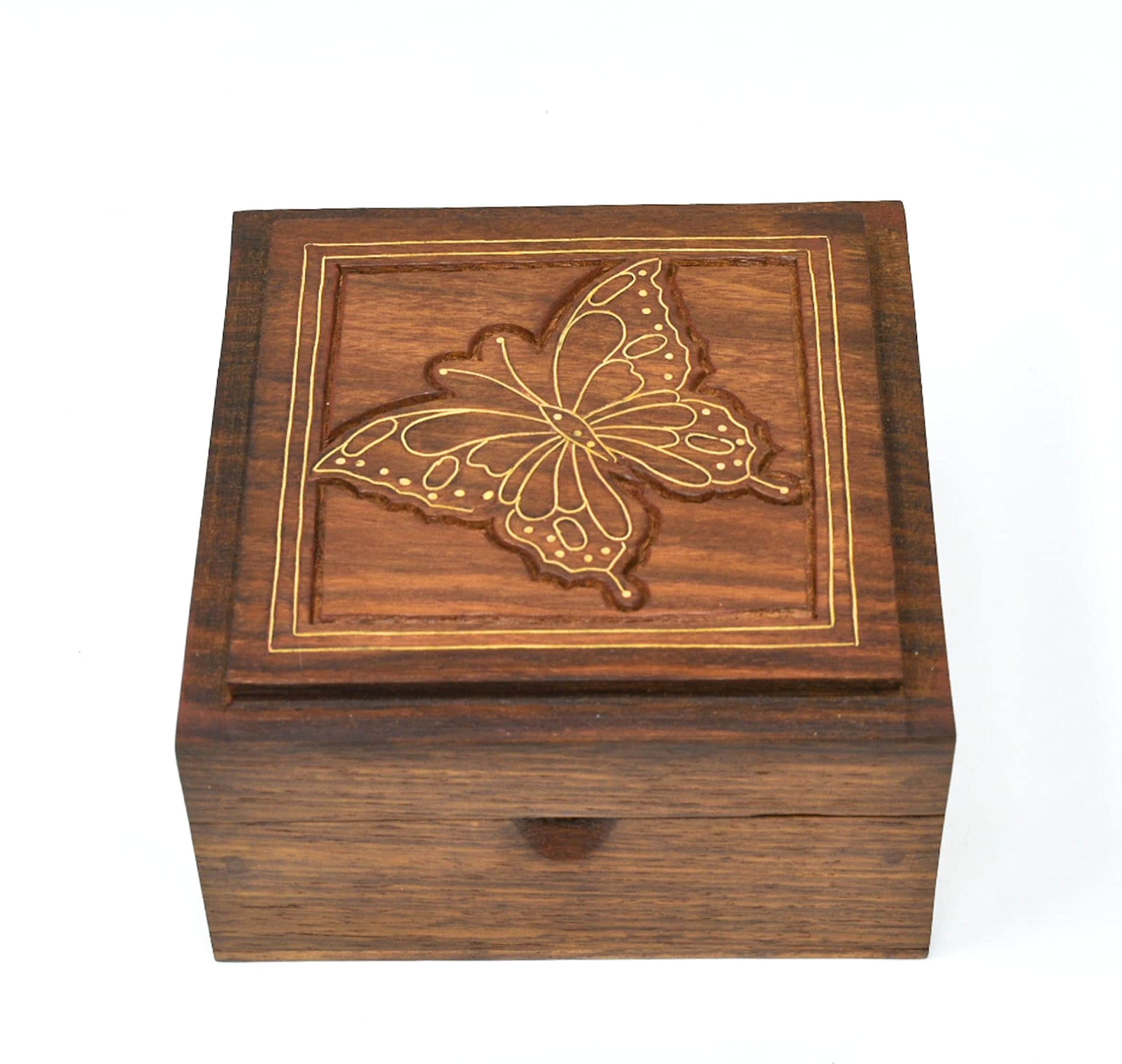 Boîte En Bois Rustique Indian House - 25,4x15,24x7,5 Cm, Rangement Bijoux Ou Décoration