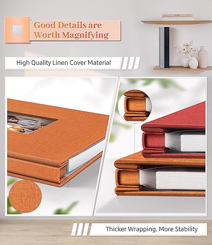 Miniatura 20 de Álbum de fotos autoadhesivo para fotos de 3 x 5, 4 x 6, 5 x 7, 8 x 10, 40 páginas, cubierta de lino con ventana de exhibición, libro de fotos, Negro