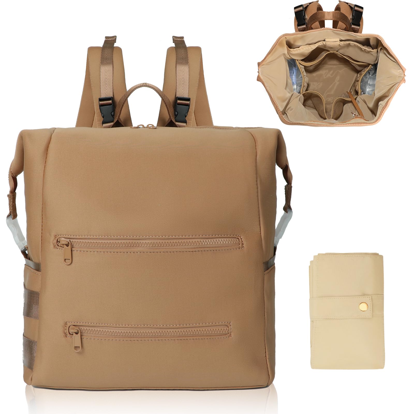 MISS FONG Borsa per pannolini in neoprene con fasciatoio, grande borsa premaman per neonati, borsa da viaggio con tasche isolate