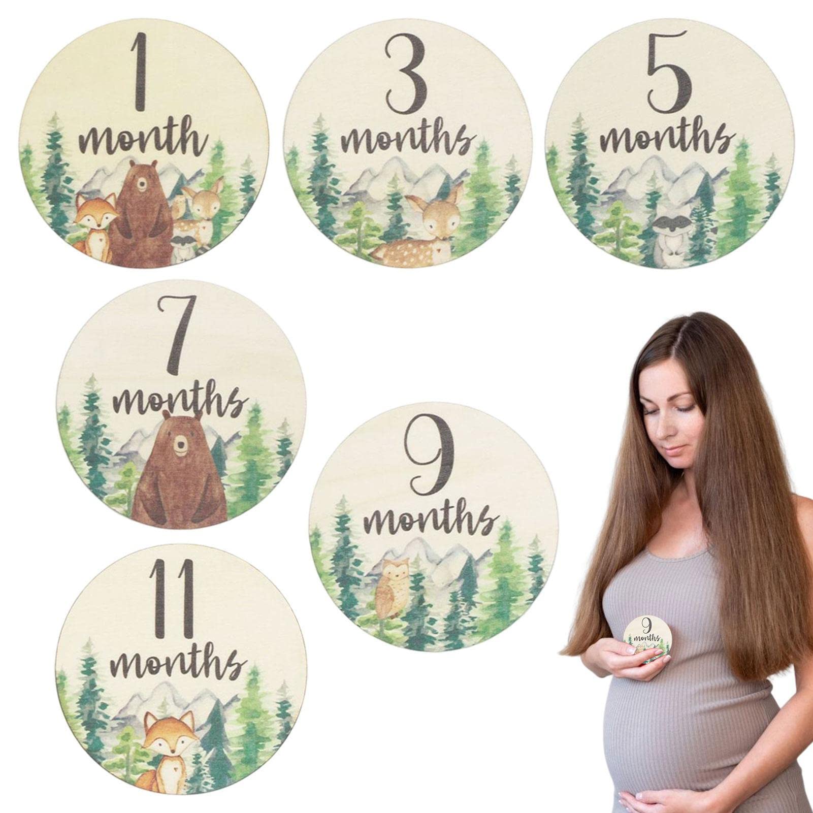 Youding Monthly Baby Wood,Baby Monthly Cards Sign | Photo Prop Discs, Baby Announcement Cards, Baby Growth and Pregnancy Growth Cards