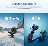 Xtra Caméra d'action, capteur de 1,3 cm et vidéo cinématographique 4K, hyper stabilisation, caméra étanche jusqu'à 15,7 m, batterie de 3 heures, montage rapide universel, caméra de vlogging pour - 5