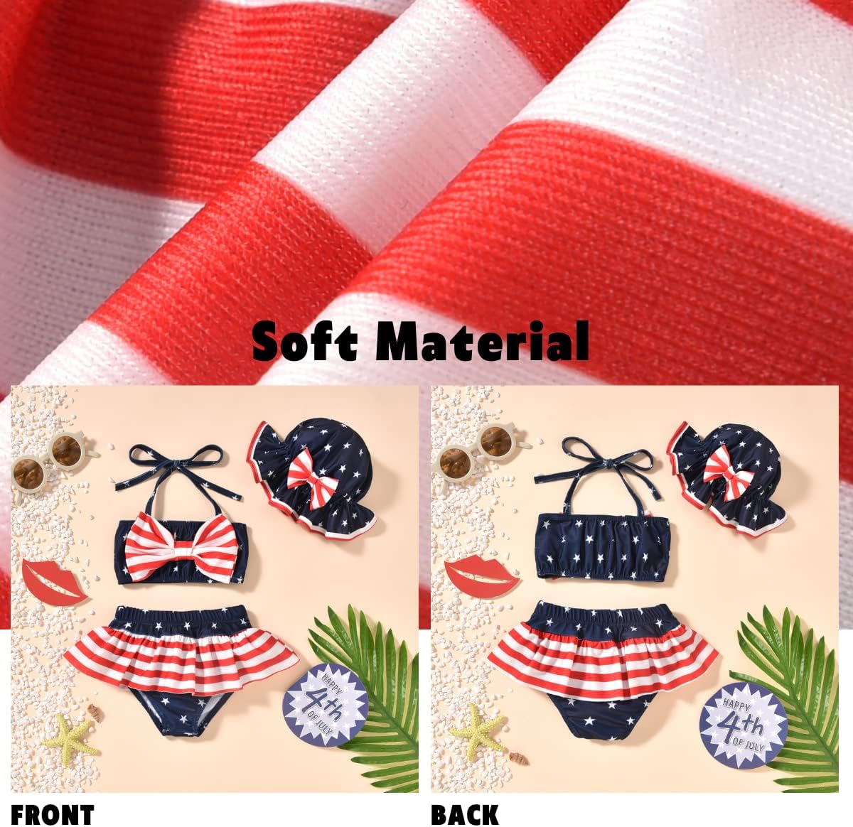 Aalizzwell Baby Girl 2-Piece Bikini Swimsuit with Hat - Image 5