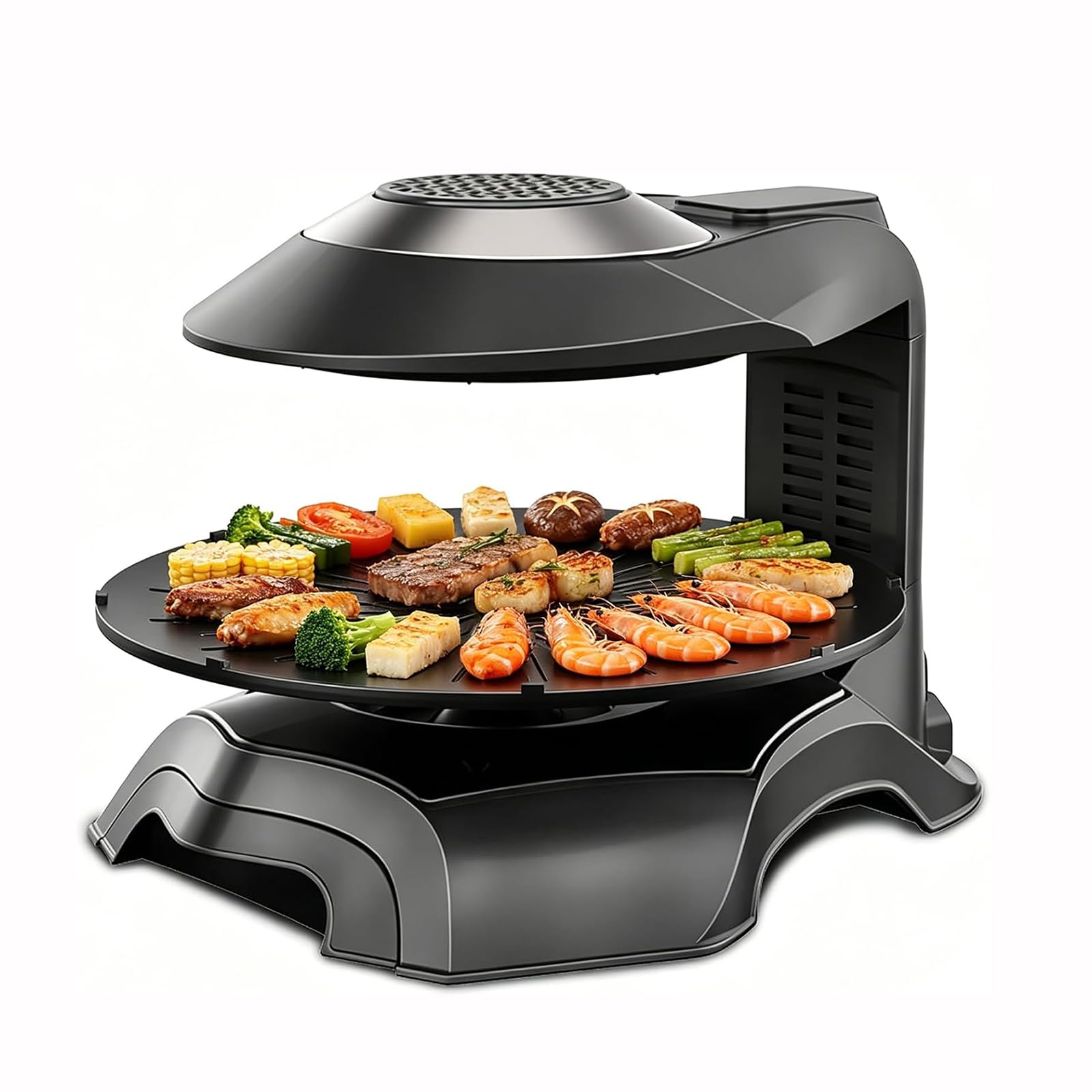 YXZQLOZ Electric Smokeless Indoor Grill with Rotating Non-Stick Pan Portable Barbecue Machine for Parties, Camping, and Family Gatherings