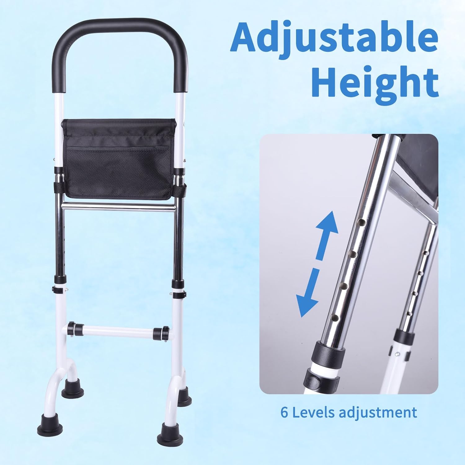 Stand Assist Mobility Aid Rail for Seniors – Adjustable Safety Grab Bar for Bed, Couch, Chair, Toilet – Non-Slip Base, Easy to Install, Stability Support for Sitting & Standing