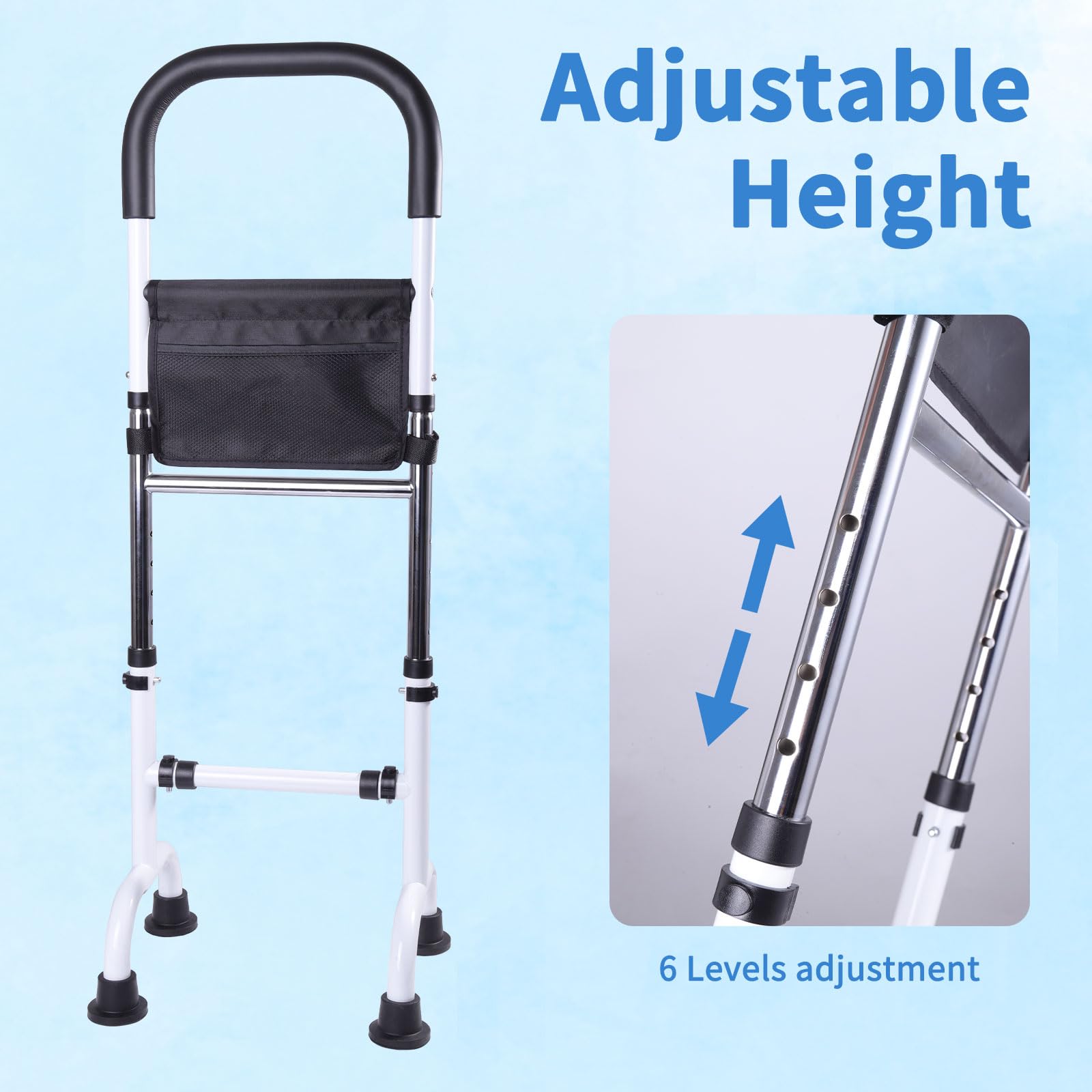 Barra de ayuda de movilidad para personas mayores, barra de seguridad ajustable para cama, sofá, silla, inodoro, base antideslizante, fácil de instalar, soporte de estabilidad para sentarse