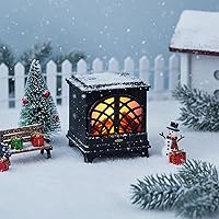 Vista 4 de LUOZZY Chimenea de casa de muñecas 1:12 con luz LED, accesorios para muebles de casa de muñecas en miniatura, color negro