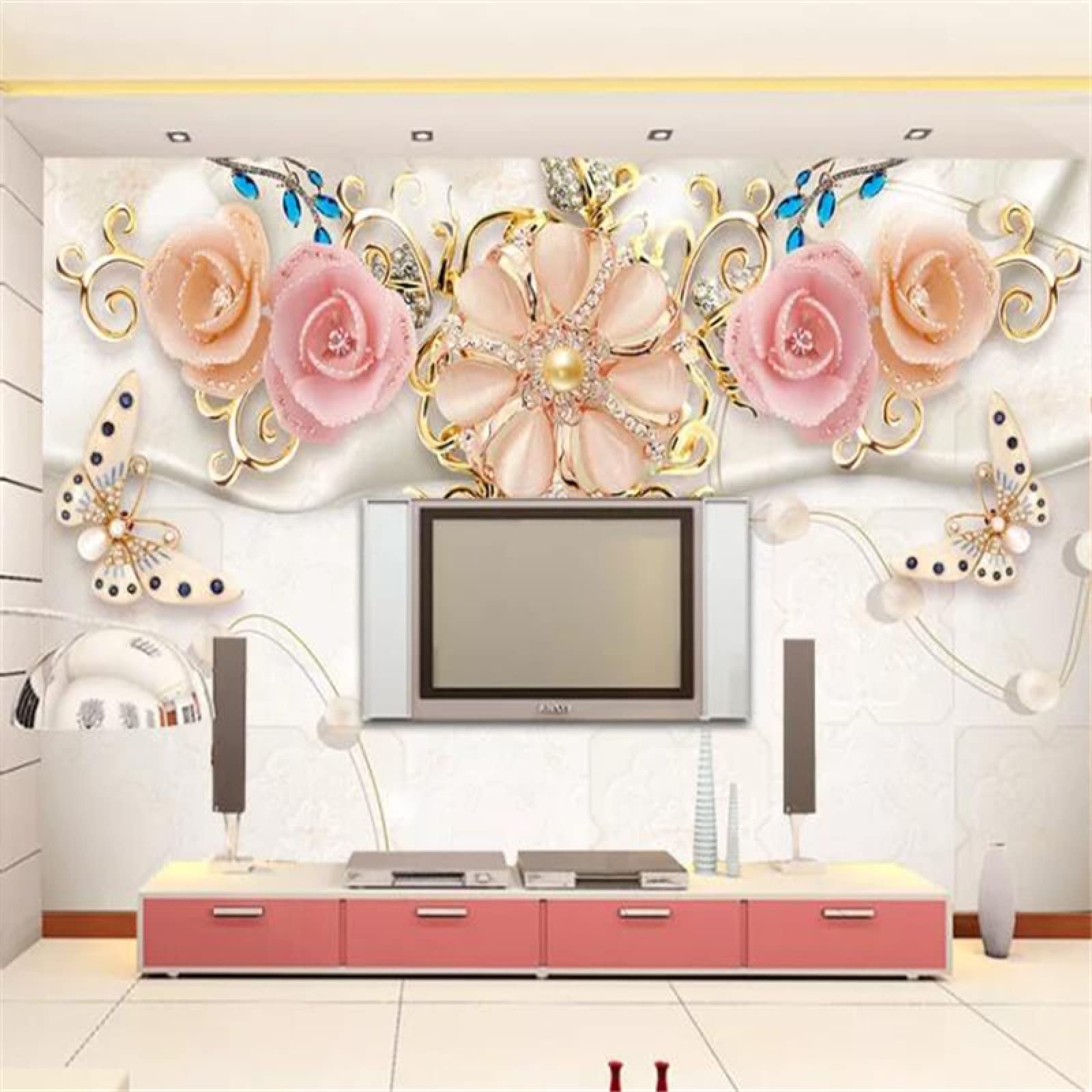 Tapeta ścienna kolorowa i kwiaty szer. 300 x wys. 210 cm 3D mural ścienny tapeta naklejki do salonu sypialni niesamoprzylepne