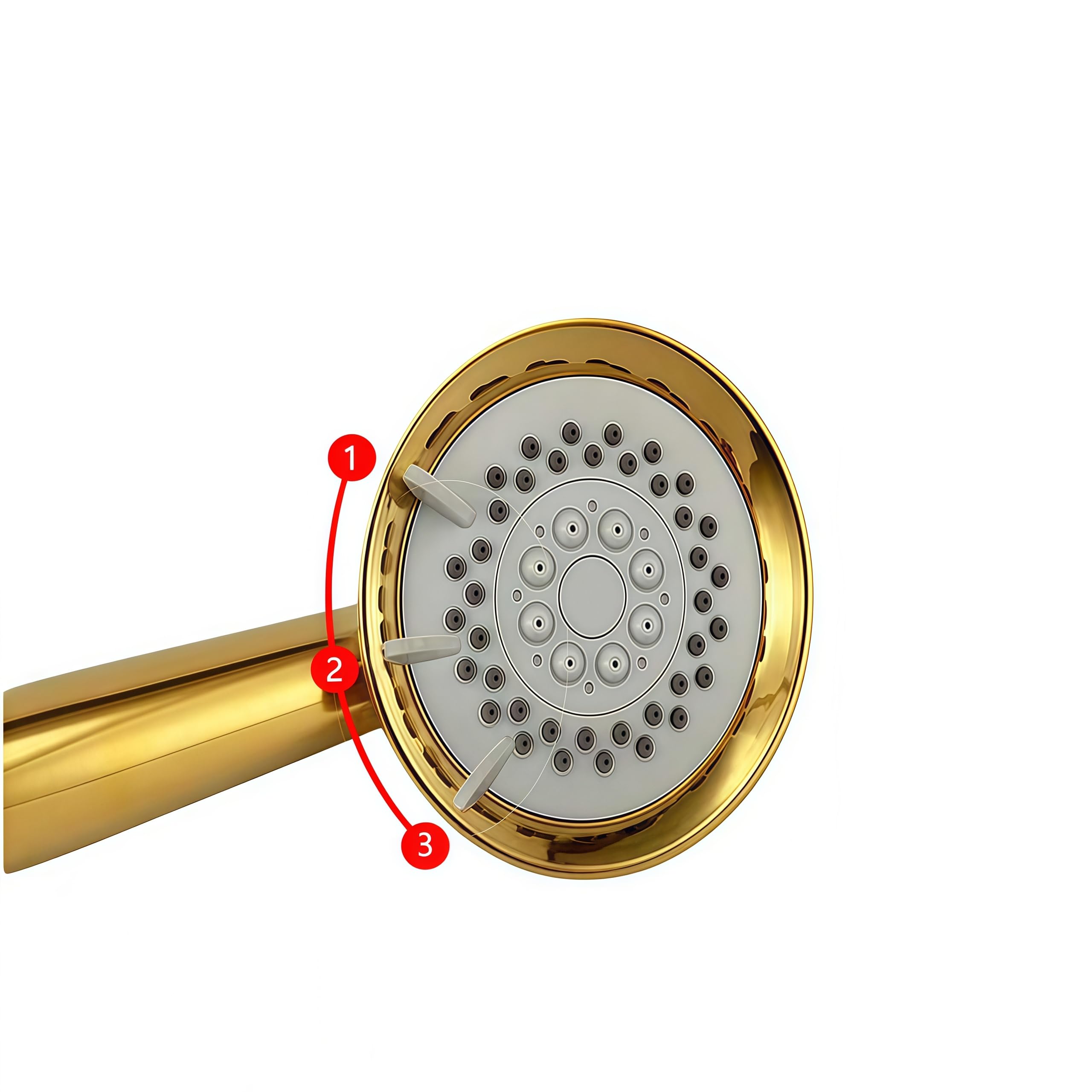Cabezal de Ducha Ducha de mano con baño de cobre macizo chapado en oro de tres funciones Cabezal de ducha de mano con baño de lujo con soporte dorado y manguera de ducha