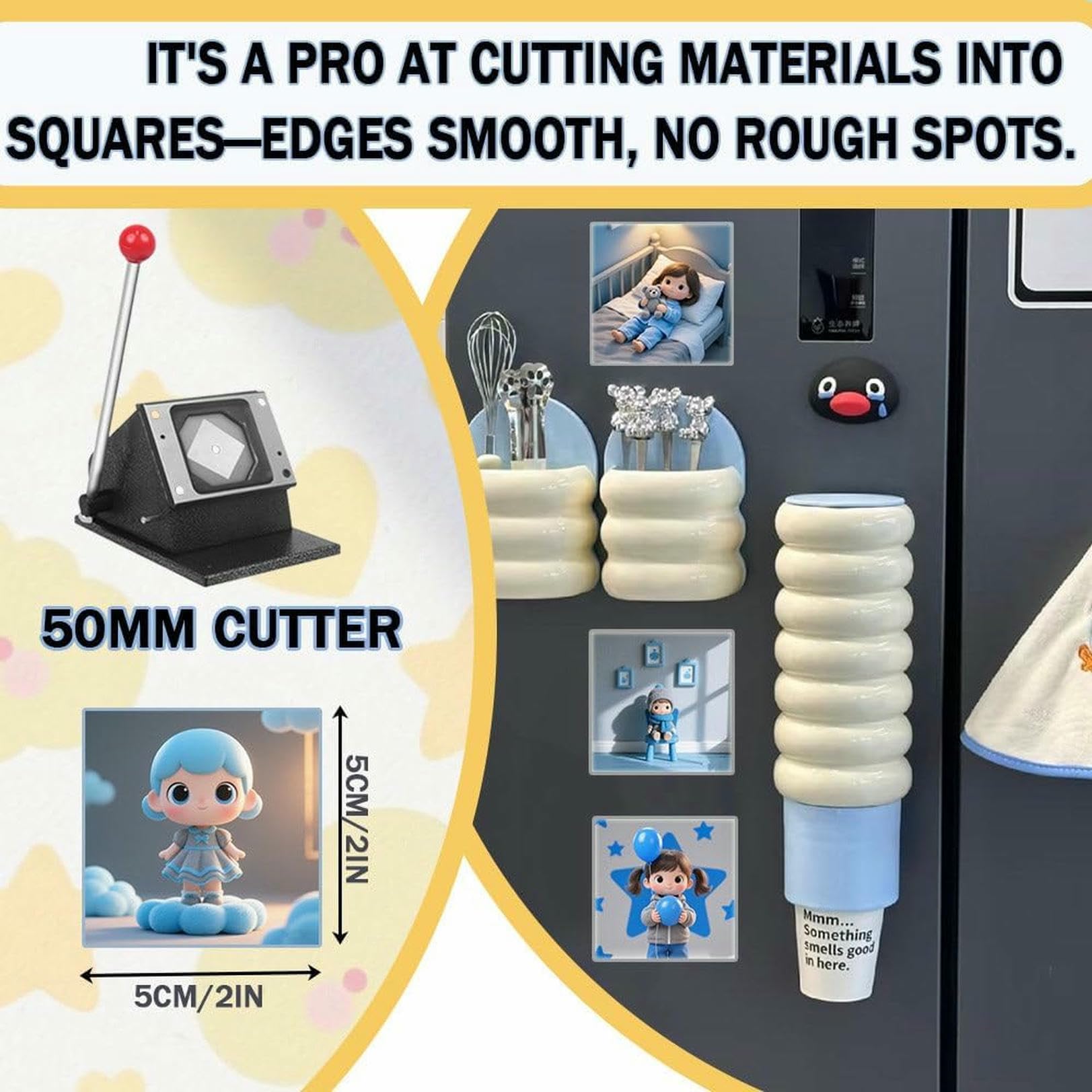 Kit para Hacer imanes Cuadrados para Nevera, máquina para Hacer Botones, máquina para Hacer imanes con Fotos, para llaveros, Manualidades y Negocios.