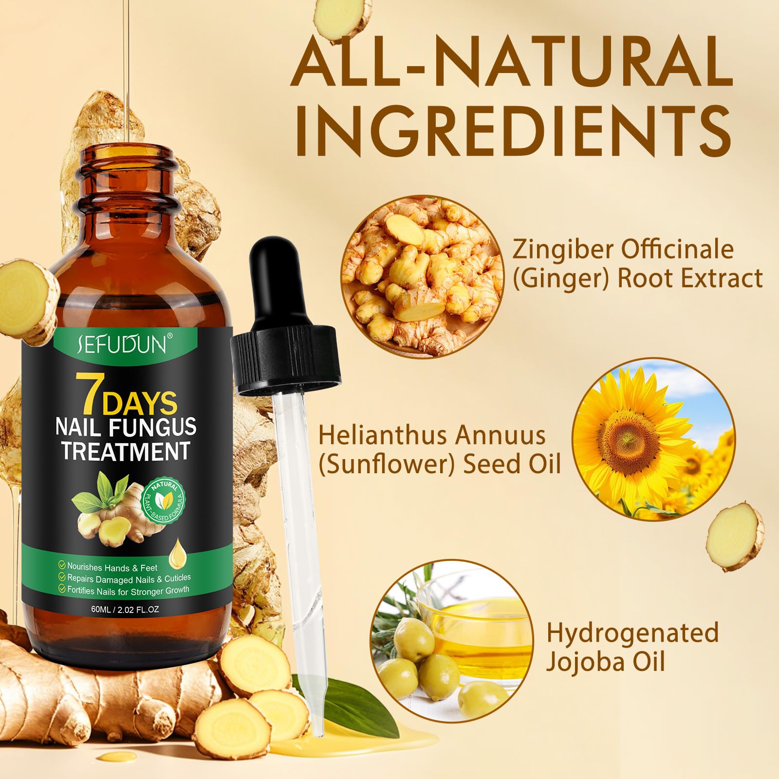 Ginger Nail Treatment & Nail Growth Strengthener Serum, Ginger-Infused Nail Repair Oil for Anti-Fungal Care - Image 2