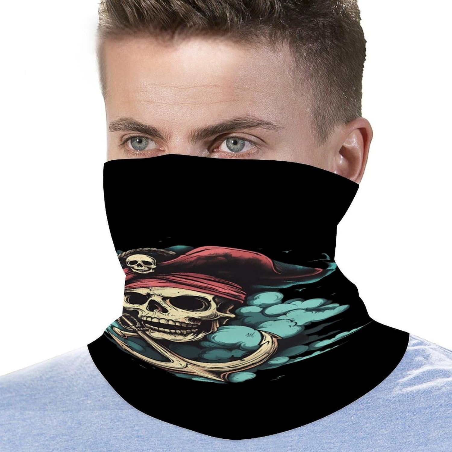 Ocean Pirates Skull Neck Gaiter Windproof Face Mask Bandanas for Men Women Cold Weather Scarf