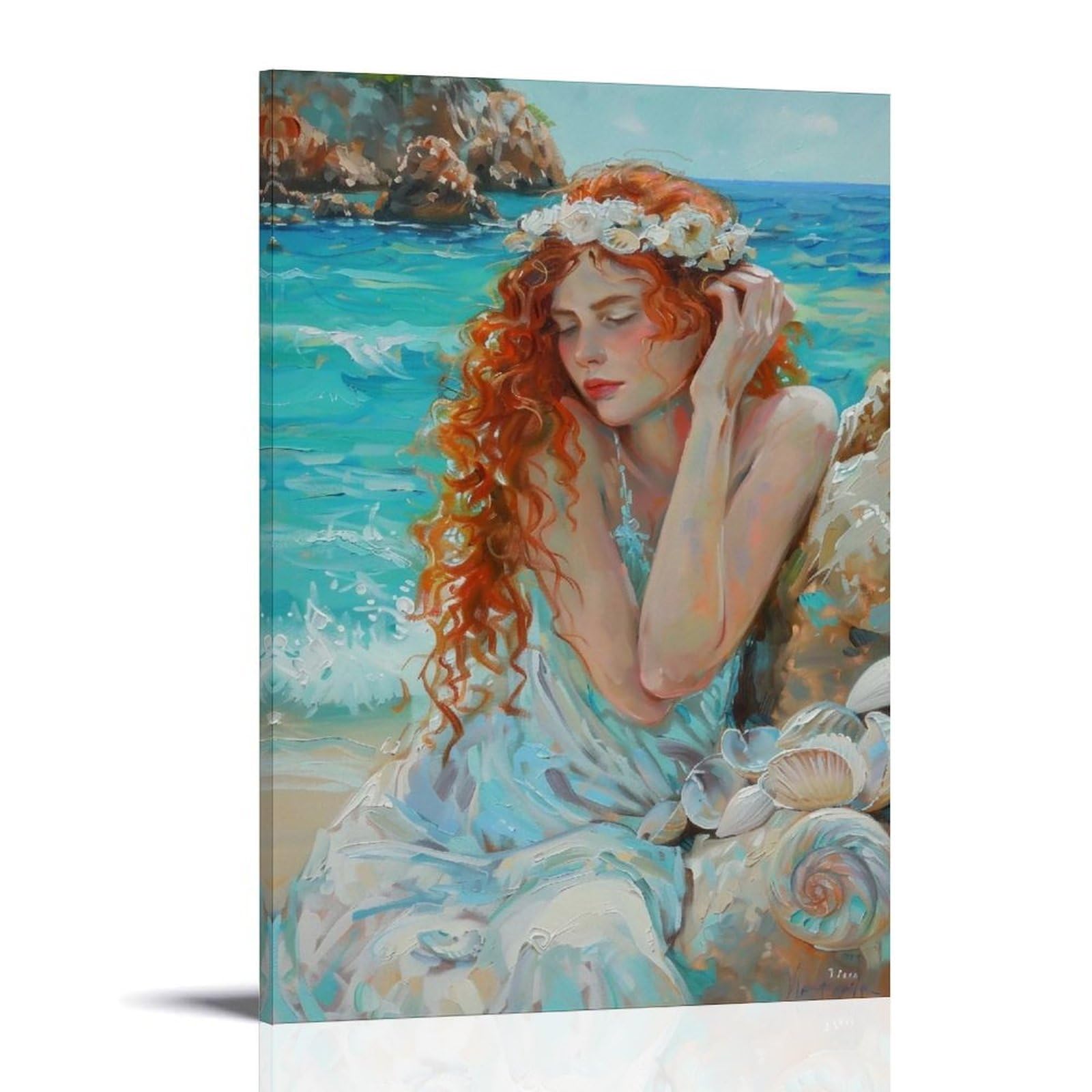 HUERYRYHY Ocean Whispers 03 Poster Wall Art Canvas Vintage Aesthetic Painting Decor for Rooms 20x30inch Frame-style
