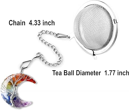 Miniatura 9 de Infusor de té, colador de té, difusor de té para té suelto, amatista, árbol de la vida, envuelto en alambre, colgante de luna creciente envuelto en