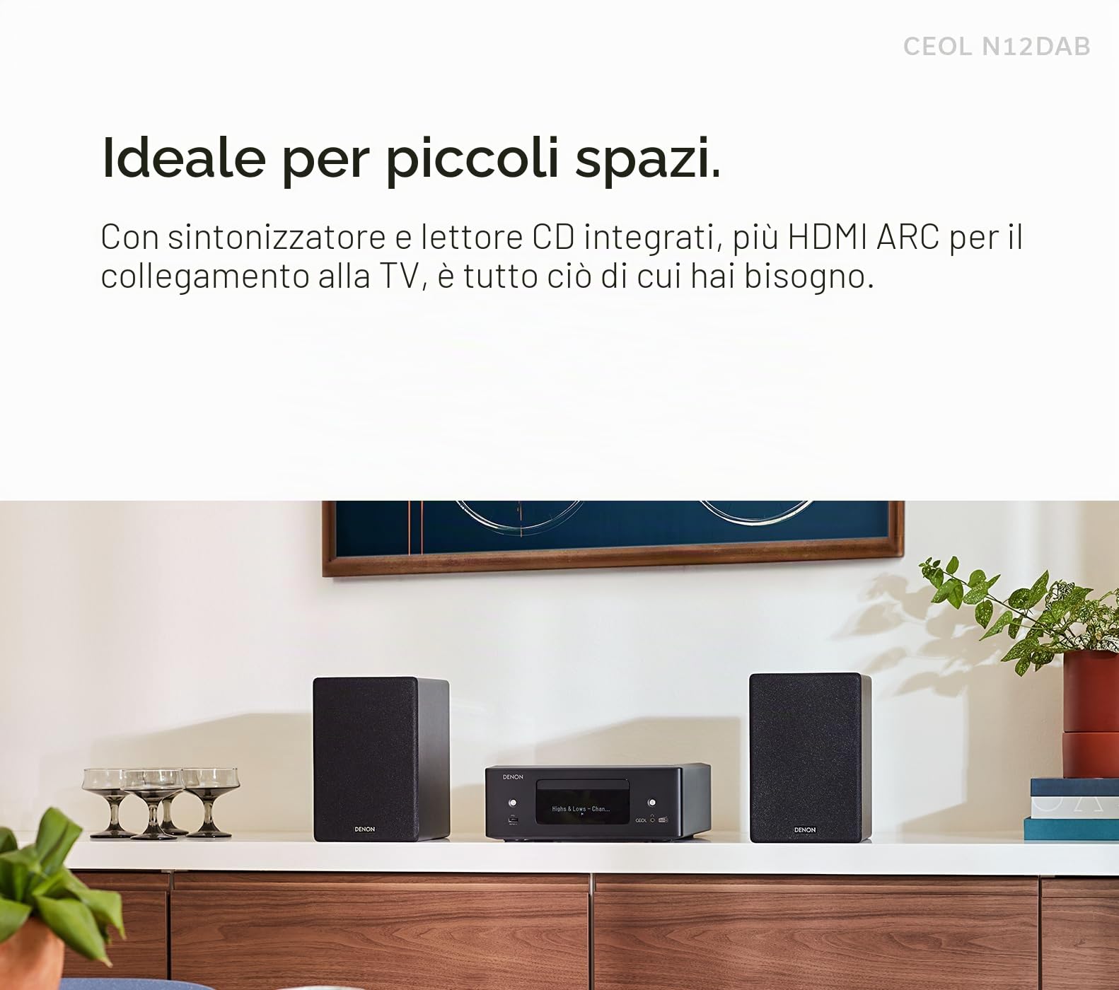 Denon CEOL N12DAB Sistema all-in-one con lettore CD, radio DAB/FM, HDMI ARC e HEOS Built-in - Nero