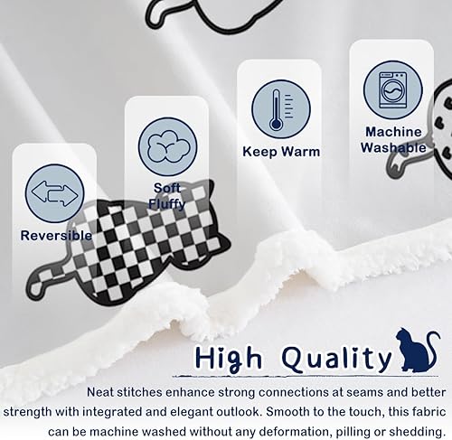Miniatura 6 de SOULZZZ Manta mullida de gato para mujer, de forro polar, acogedora, sherpa y gatos, lindas mantas suaves para gatos, para personas amantes de los