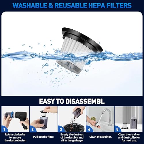 Vista 9 de Aspiradora de mano inalámbrica para automóvil, sin escobillas, de alta potencia, 20000 PA, mini limpiador de mano con 8 boquillas multifuncionales