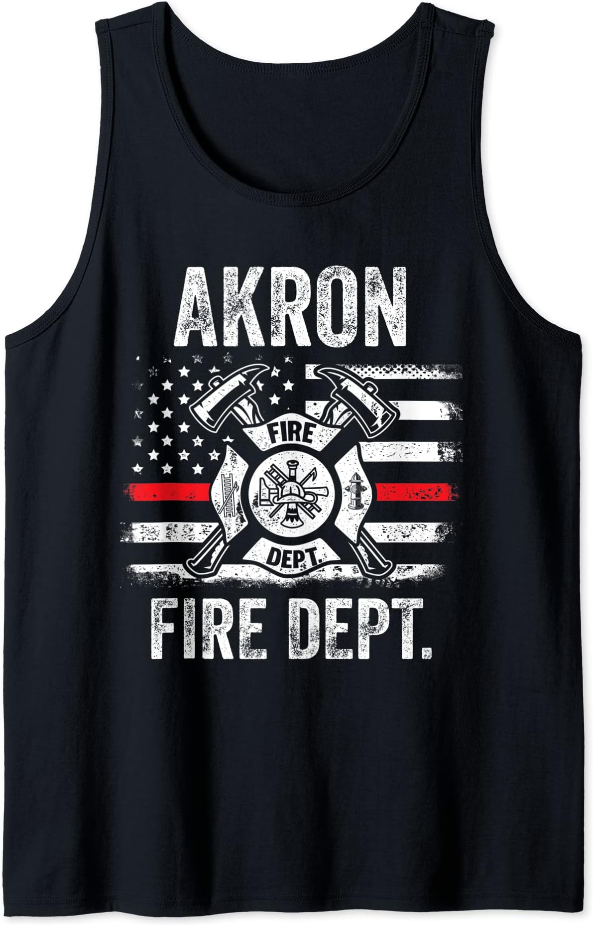 Akron Ohio Fire Department Thin Red Line Fireman Tank Top