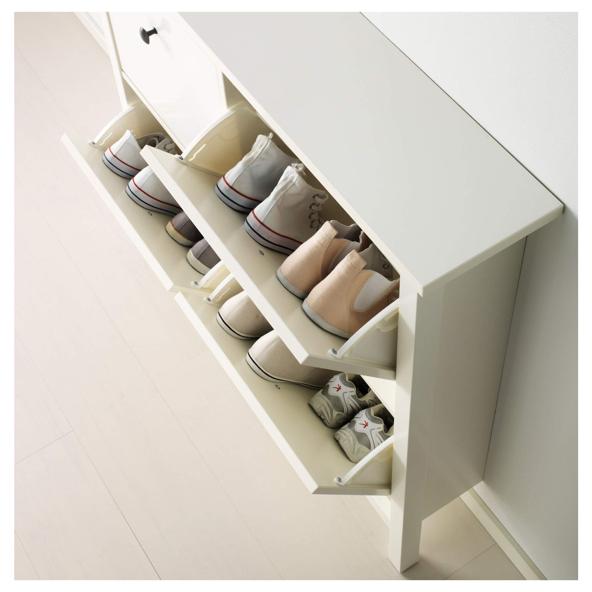 MBI Scarpiera con 4 scomparti Bianco, Dimensioni assemblato: Larghezza: 107 cm, Profondità: 22 cm, Altezza: 101 cm